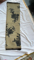 Cream with black flower print fancy saree