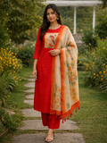 Orange 3 peice kurti set
