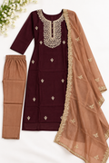 Brown 3pcs kurti