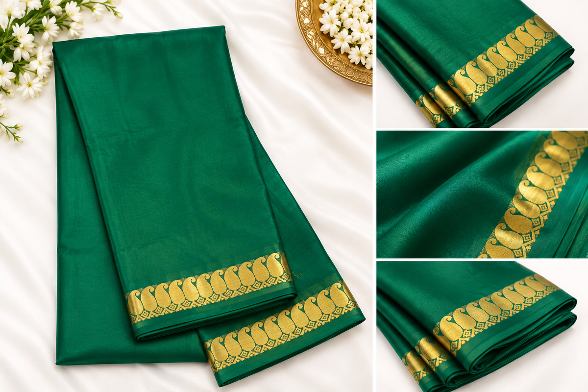 Green Mysore crape saree
